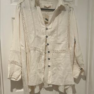 We the Free  Cream Button-Up Top
